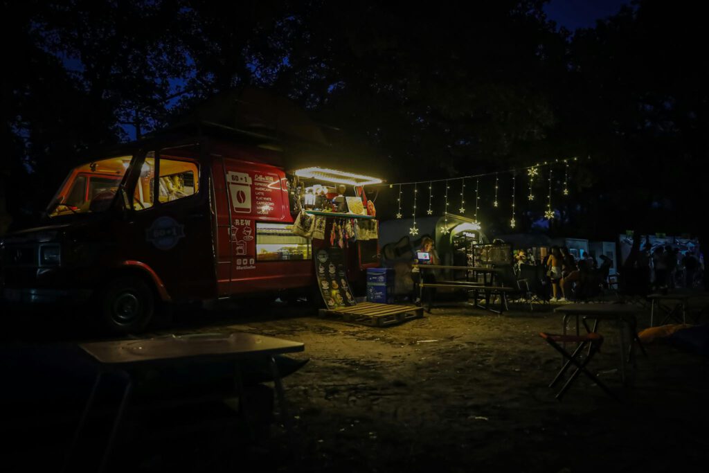 Night Photo of a Cafe Van